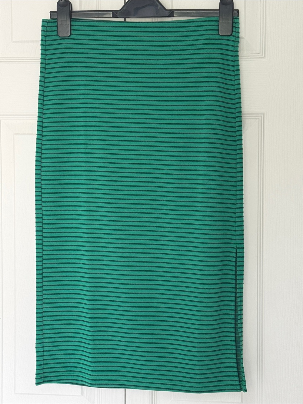 LOFT Green Pencil Skirt with Black Stripes